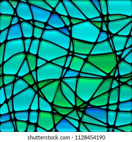 abstract vector stained-glass mosaic background - green and blue