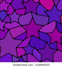 abstract vector stained-glass mosaic background - purple and violet stars