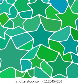 abstract vector stained-glass mosaic background - green and teal stars