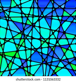 abstract vector stained-glass mosaic background - blue and green