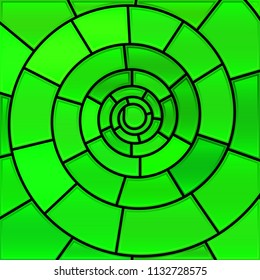 abstract vector stained-glass mosaic background - green spiral