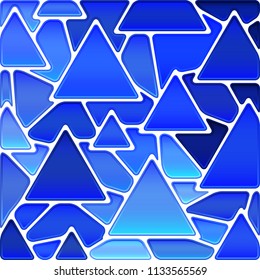 abstract vector stained-glass mosaic background - blue triangles