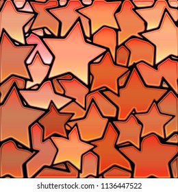 abstract vector stained-glass mosaic background - orange stars