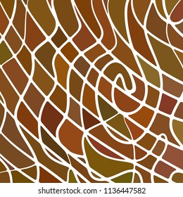 abstract vector stained-glass mosaic background - orange and brown