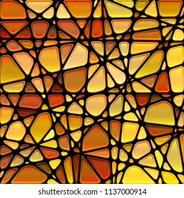 abstract vector stained-glass mosaic background - yellow and brown