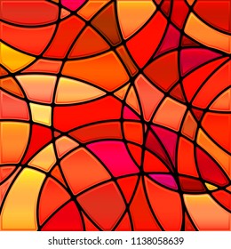 abstract vector stained-glass mosaic background - red and orange circles