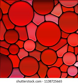 abstract vector stained-glass mosaic background - red circles