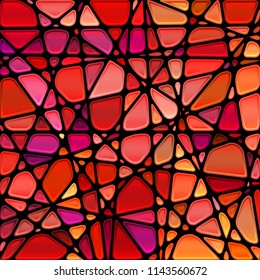 abstract vector stained-glass mosaic background - red and orange