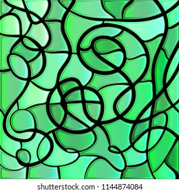 abstract vector stained-glass mosaic background - green and blue
