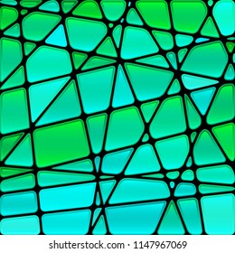 abstract vector stained-glass mosaic background - green and blue