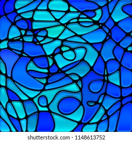 abstract vector stained-glass mosaic background - bright blue