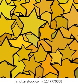 abstract vector stained-glass mosaic background - orange and yellow stars