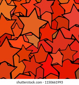 abstract vector stained-glass mosaic background - red and orange stars