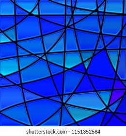 abstract vector stained-glass mosaic background - bright blue