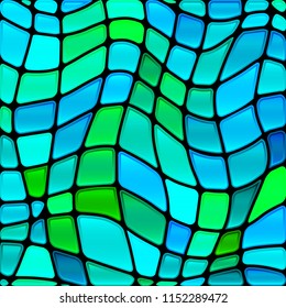 abstract vector stained-glass mosaic background - blue and green