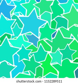 abstract vector stained-glass mosaic background - green and blue stars