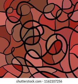 abstract vector stained-glass mosaic background - red and brown