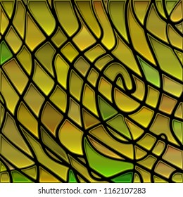 abstract vector stained-glass mosaic background - green and yellow