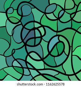 abstract vector stained-glass mosaic background - green and blue