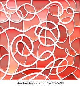 abstract vector stained-glass mosaic background - red and pink