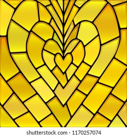 abstract vector stained-glass mosaic background - yellow heart