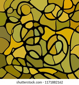 abstract vector stained-glass mosaic background - yellow and brown