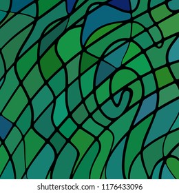 abstract vector stained-glass mosaic background - green and teal