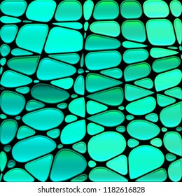 abstract vector stained-glass mosaic background - teal and green