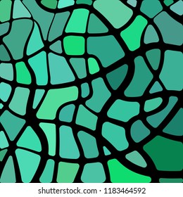 abstract vector stained-glass mosaic background - green and teal