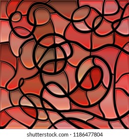 abstract vector stained-glass mosaic background - red and brown