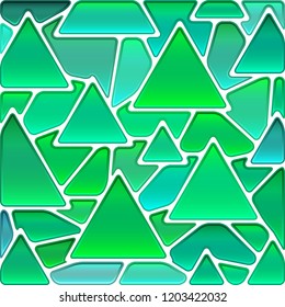 abstract vector stained-glass mosaic background - green and blue triangles