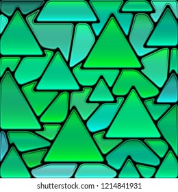 abstract vector stained-glass mosaic background - green and teal triangles