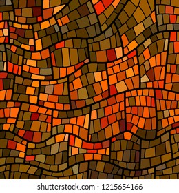 abstract vector stained-glass mosaic background - orange and brown