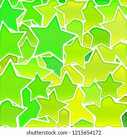 abstract vector stained-glass mosaic background - green and yellow stars