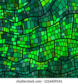 abstract vector stained-glass mosaic background - green and teal