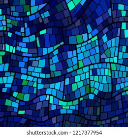 abstract vector stained-glass mosaic background - light and dark blue