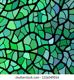 abstract vector stained-glass mosaic background - green and blue