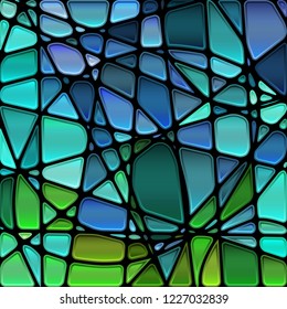 abstract vector stained-glass mosaic background - green and blue