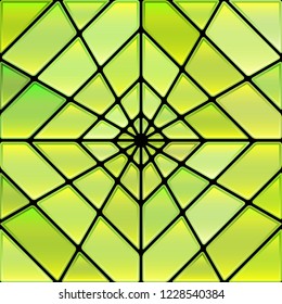 abstract vector stained-glass mosaic background - green and yellow rhombus