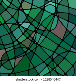 abstract vector stained-glass mosaic background - green and teal