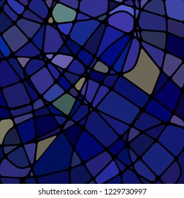 abstract vector stained-glass mosaic background - dark blue