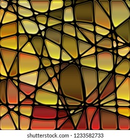 abstract vector stained-glass mosaic background - yellow and brown