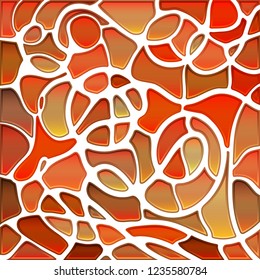 abstract vector stained-glass mosaic background - red and orange