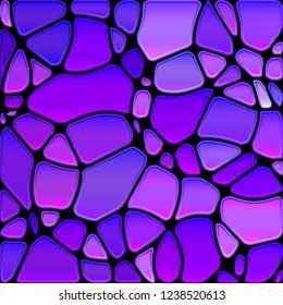 abstract vector stained-glass mosaic background - purple and violet circles