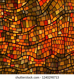 abstract vector stained-glass mosaic background - orange and brown