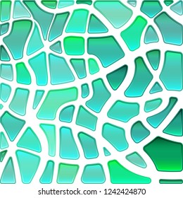 abstract vector stained-glass mosaic background - green and blue