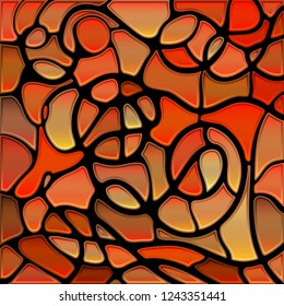 abstract vector stained-glass mosaic background - red and brown