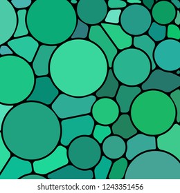 abstract vector stained-glass mosaic background - teal circles