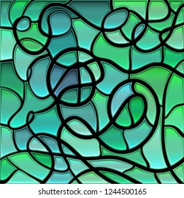 abstract vector stained-glass mosaic background - green and blue