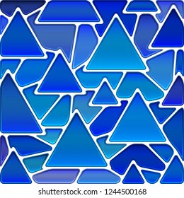 abstract vector stained-glass mosaic background - blue triangles